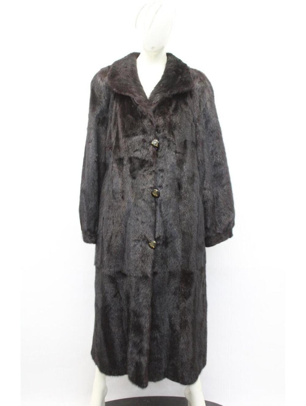 Excellent Black Mink Fur & Cloth Reversible Coat Jacket Women Woman Size 8-10 M
